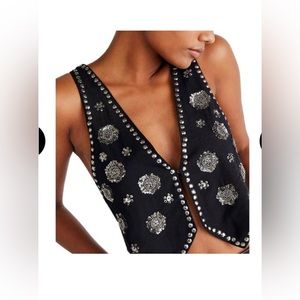 Free People Black Embellished Vest